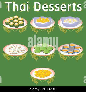thai desserts sweet banana coconut homemade traditional tasty sugar khanom vector illustration Stock Vector