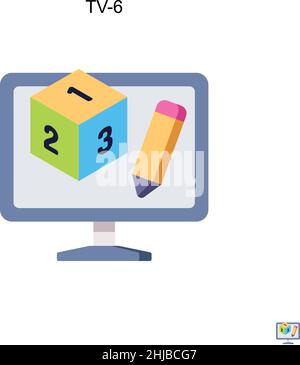 Tv-6 Simple vector icon. Illustration symbol design template for web mobile UI element. Stock Vector