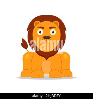 vector illustration cute lion isolated on white background Stock Vector