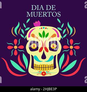 El dia de Muertos, Mexican Day of Dead vector illustrations. Cartoon dead skulls from Mexico Stock Vector