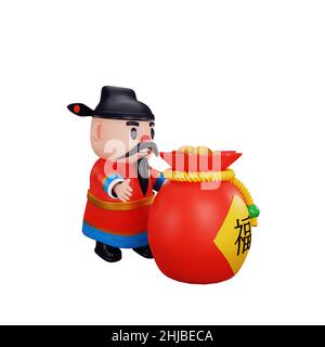 3d rendering of god of wealth chinese new year concept Stock Photo