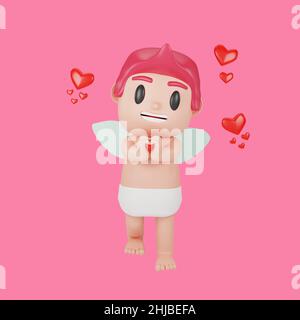 3d rendering of cupid character valentine's day concept Stock Photo