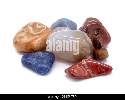 Various gemstone isolated on white background Stock Photo