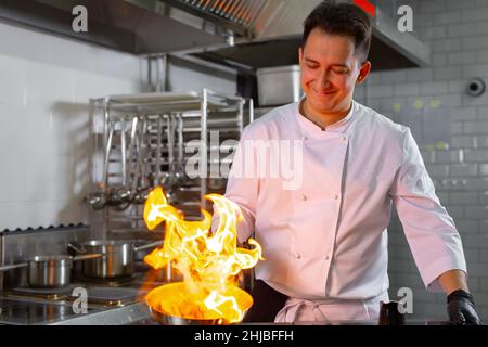 chef preparing ludo in an elite restaurant Stock Photo