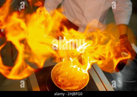 chef preparing ludo in an elite restaurant Stock Photo