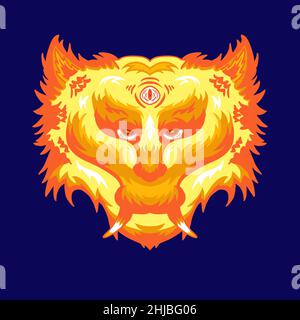Vector illustration flaming wolf fire design good for t-shirt Stock Vector