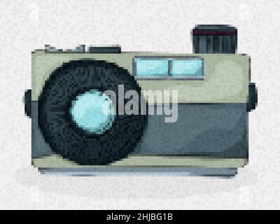 Pixel art digital camera vector icon Stock Vector