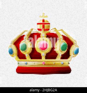 Pixel art king's crown vector icon Stock Vector
