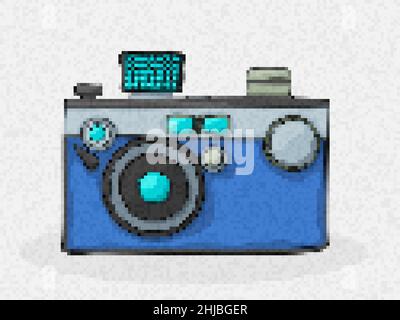 Pixel art digital camera vector icon Stock Vector