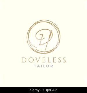 letter D with yarn needle tailor logo design vector graphic symbol icon illustration creative idea Stock Vector