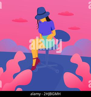 vector illustration of woman sitting in an office chair Stock Vector