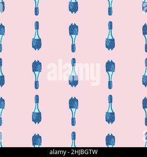 Circus theme seamless pattern with bright blue juggler mace ornament. Light pink background. Vector illustration for seasonal textile prints, fabric, Stock Vector