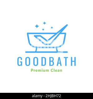 bathtub with check mark logo design vector graphic symbol icon illustration creative idea Stock Vector