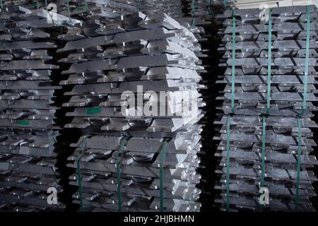 heap of untreated raw steel at the factory Stock Photo