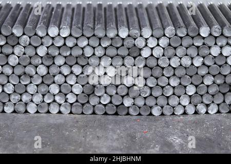 heap of untreated raw steel at the factory Stock Photo