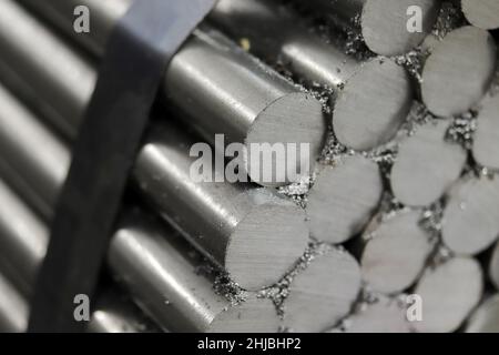 heap of untreated raw steel at the factory Stock Photo