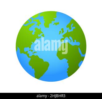 Earth planet image icon in Sky blue color. Vector illustration , flat cartoon style Stock Vector