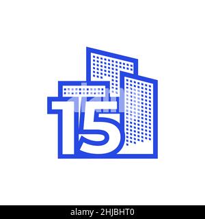 number 15 with real estate logo design vector graphic symbol icon illustration creative idea Stock Vector