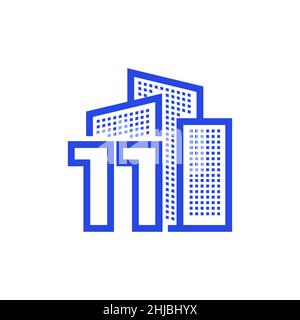 number 11 with apartment logo design vector graphic symbol icon illustration creative idea Stock Vector