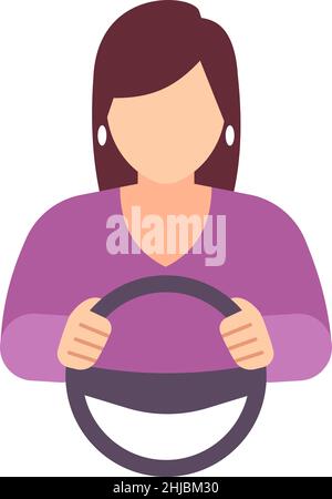 Woman driver. Female person holding steering wheel Stock Vector