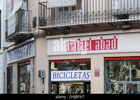 VALENCIA, SPAIN - JANUARY 27, 2022: Rafael Abad is a traditional bike shop Stock Photo