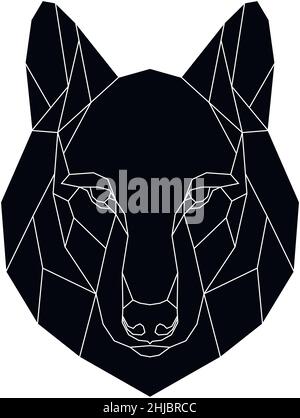 Wolf head icon. Abstract triangular style. Contour for tattoo, logo, emblem and design element. Hand drawn sketch of a wolf Stock Vector