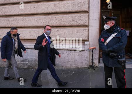 Rome, 27 January 2021 Alfonso Bonafede is an Italian politician, from 1 June 2018 to 13 February 2021 Minister of Justice in the Conte I and II governments. during the fourth day of voting for the election of the head of state of Italy Stock Photo