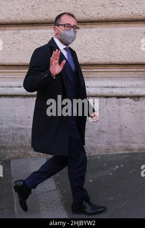 Rome, 27 January 2021 Alfonso Bonafede is an Italian politician, from 1 June 2018 to 13 February 2021 Minister of Justice in the Conte I and II governments. during the fourth day of voting for the election of the head of state of Italy Stock Photo