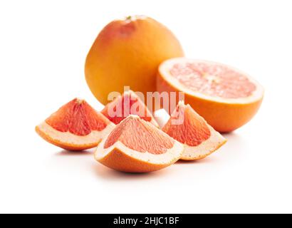 Sliced citrus fruit. Chopped fresh grapefruit.isolated on a white background. Stock Photo