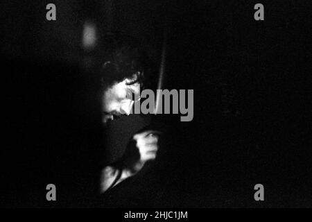 Drummer Jim Capaldi performs with Traffic in the Anson Rooms, Bristol University Students Union, on 25 April 1970. Stock Photo