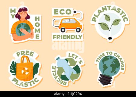 Hand drawn eco label pack Vector illustration Stock Vector Image & Art ...