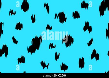 Blue dalmatian fur abstract simple seamless pattern. Animal camouflage skin endless texture. Organic irregular dotty backdrop. Cheetah, cow or jaguar Stock Vector