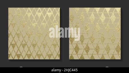 Golden luxury backgrounds set. Vintage vector illustration. Stock Vector