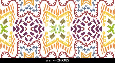 Watercolor mosaic. Abstract geometric ethnic ornament. Stock Photo