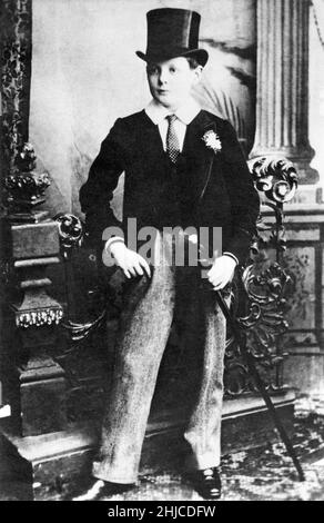 Winston Churchill. British statesman who served as Prime minister of the United Kingdom from 1940 to 1945 during the Second world war. Born on november 30 1874, dead january 24 1965. Picture taken when he was 12 years old. Stock Photo