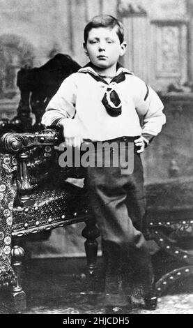 Winston Churchill. British statesman who served as Prime minister of the United Kingdom from 1940 to 1945 during the Second world war. Born on november 30 1874, dead january 24 1965. Picture taken of him as a child. Stock Photo