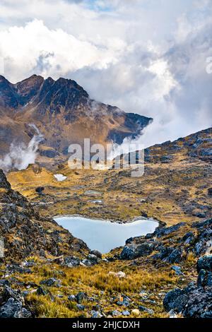 Lake at the Huaytapallana mountain range in Huancayo, Peru Stock Photo