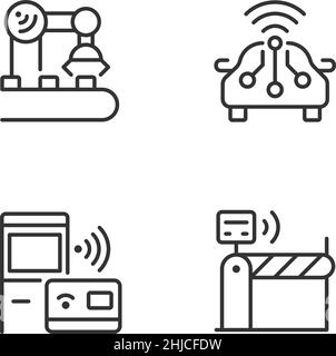 Wireless technologies pixel perfect linear icons set Stock Vector