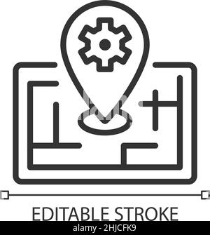 Smart mapping technology pixel perfect linear icon Stock Vector
