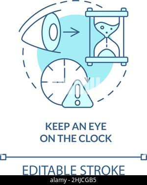 Keep eye on clock turquoise concept icon Stock Vector