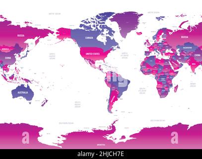 World detailed political map with lables Stock Vector