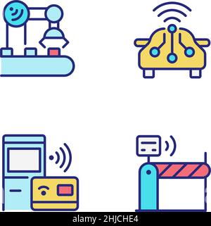 Wireless technologies pixel perfect RGB color icons set Stock Vector