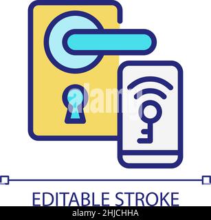 Smart locks pixel perfect RGB color icon Stock Vector