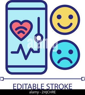 Mood monitoring pixel perfect RGB color icon Stock Vector