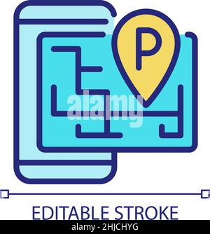 Smart parking pixel perfect RGB color icon Stock Vector