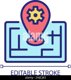 Smart mapping technology pixel perfect RGB color icon Stock Vector