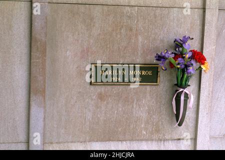Marilyn Monroe's Grave in Westwood Memorial Park, Los Angeles, California. Stock Photo