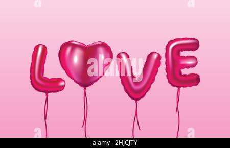 Realistic balloon text "LOVE" related to valentine day Stock Vector