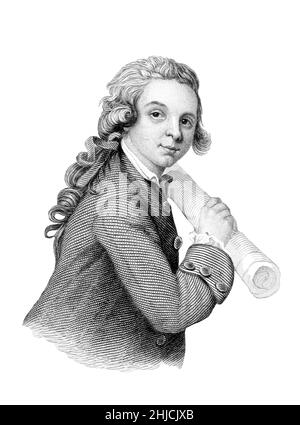 Wolfgang Amadeus Mozart 1756-1791) was a child prodigy and Austrian composer of the Classical era. Illustration from The Letters of Wolfgang Amadeus Mozart, 1866. Stock Photo