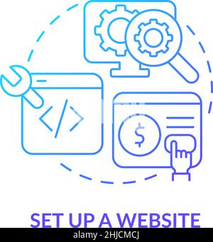 Set up website blue gradient concept icon Stock Vector